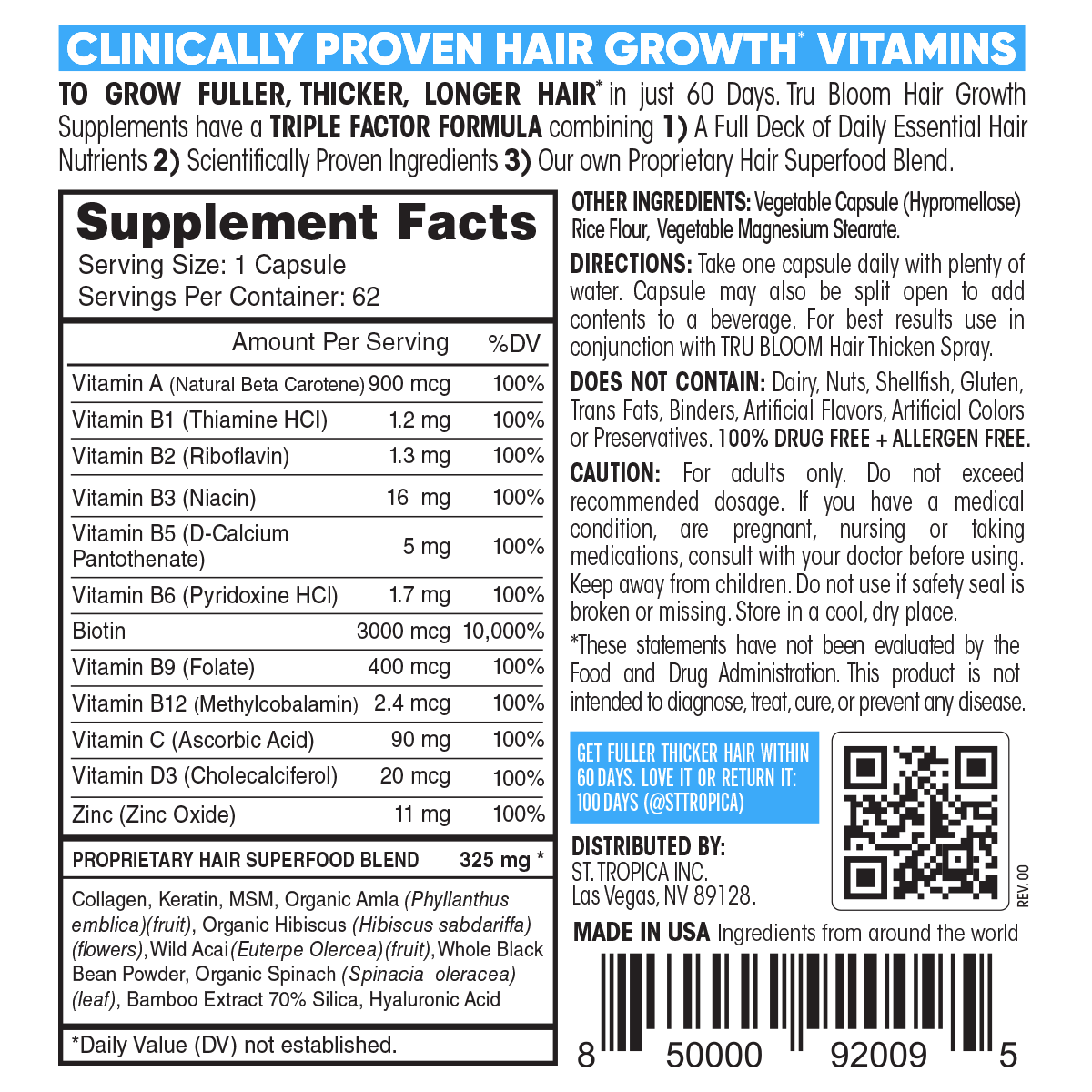 TRU BLOOM Supplement Facts