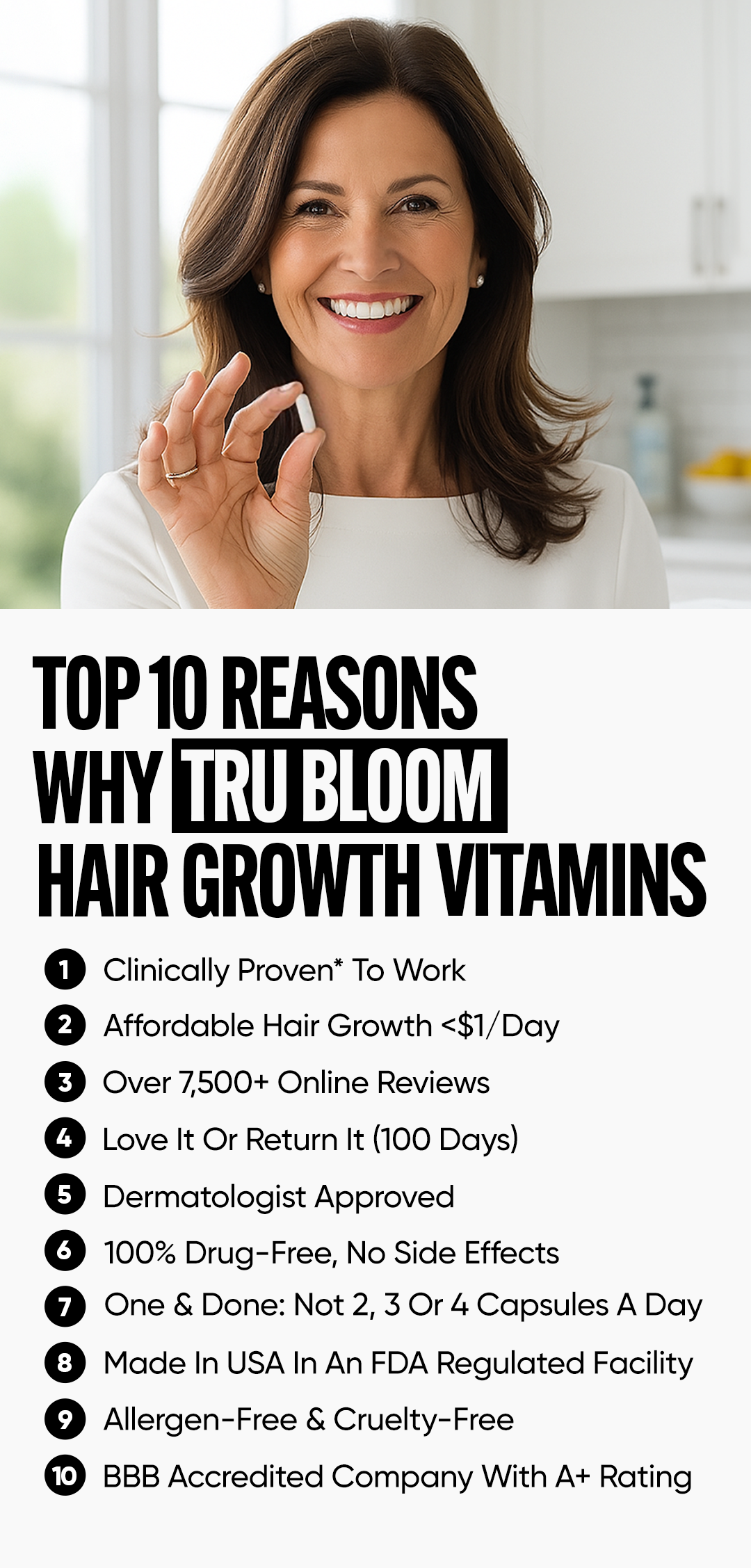 Top 10 reasons why TRU BLOOM Hair Growth Vitamins